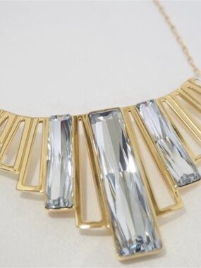 Rare Swarovski Crystal Gold Tone Brancusi Collar Statement Bib Necklace 5077509